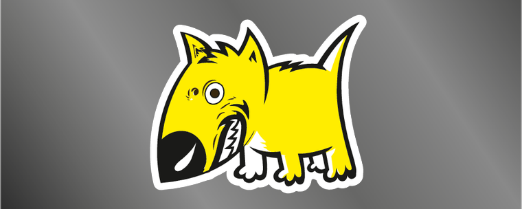 Наклейки на автомобиль 1000х400 - Желтая собака Лицевая сторона