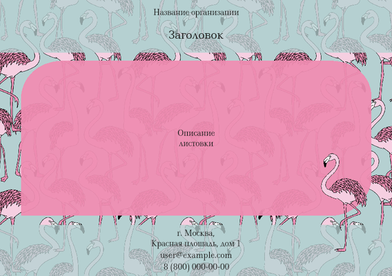 Горизонтальные листовки A5 - Розовый фламинго Лицевая сторона